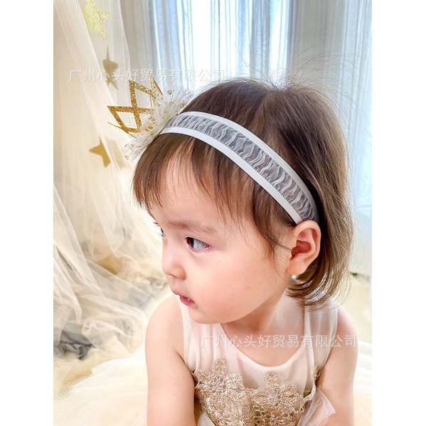 Băng đô/Kẹp tóc vương miện đáng yêu phong cách Hàn Quốc cho bé