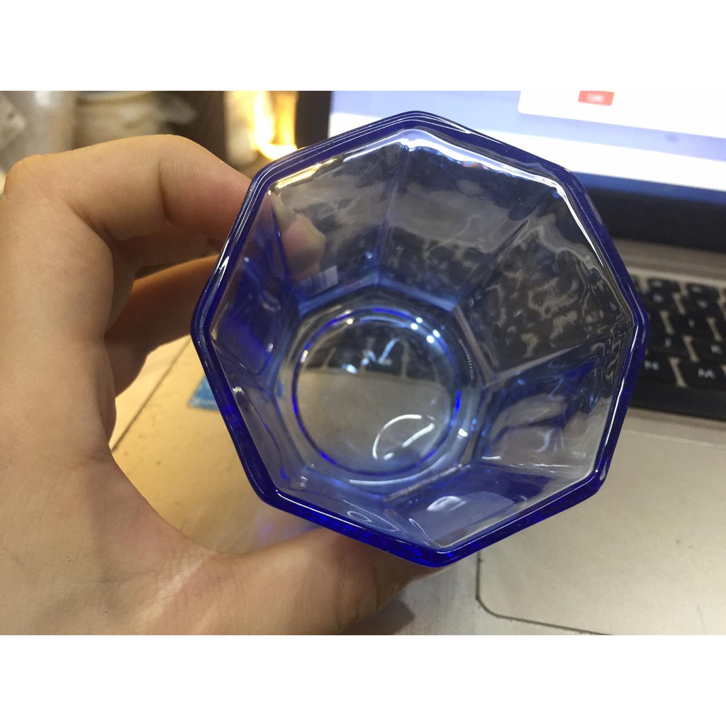 6 LY CỐC THỦY TINH NĂM CẠNH MÀU NÂU