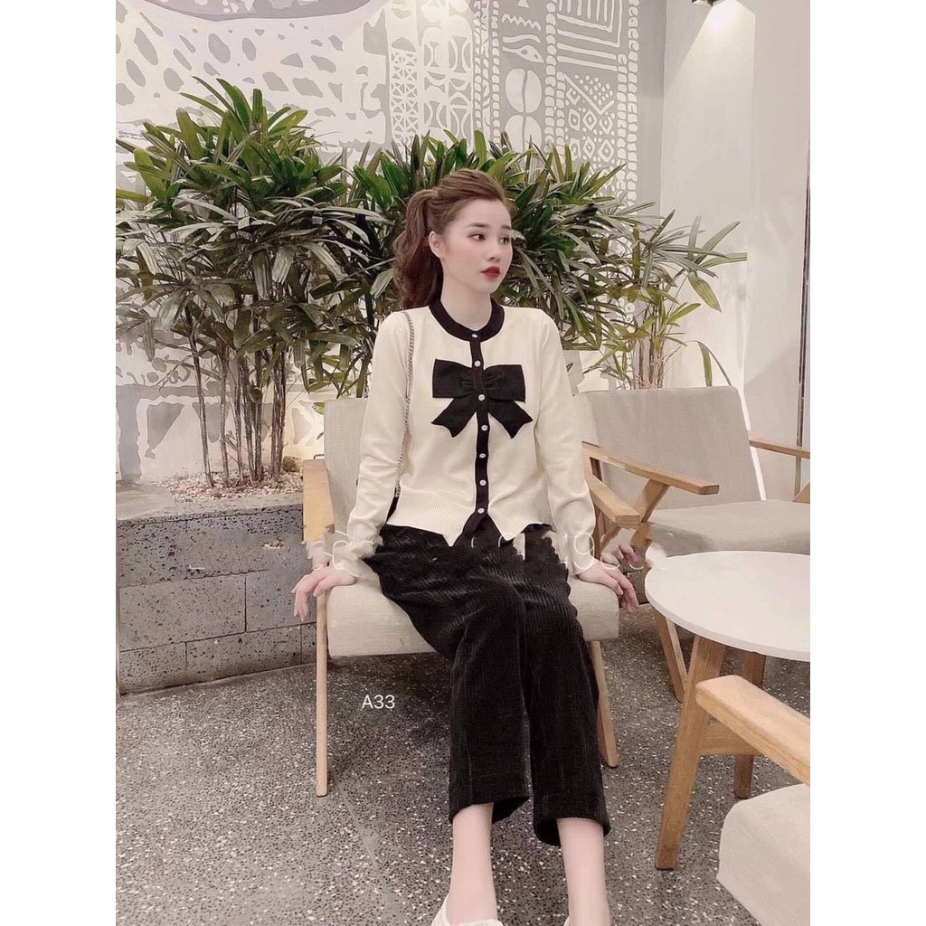 Áo thun tay dài cổ tròn phối nơ trước ngực quý phái TTSA1085