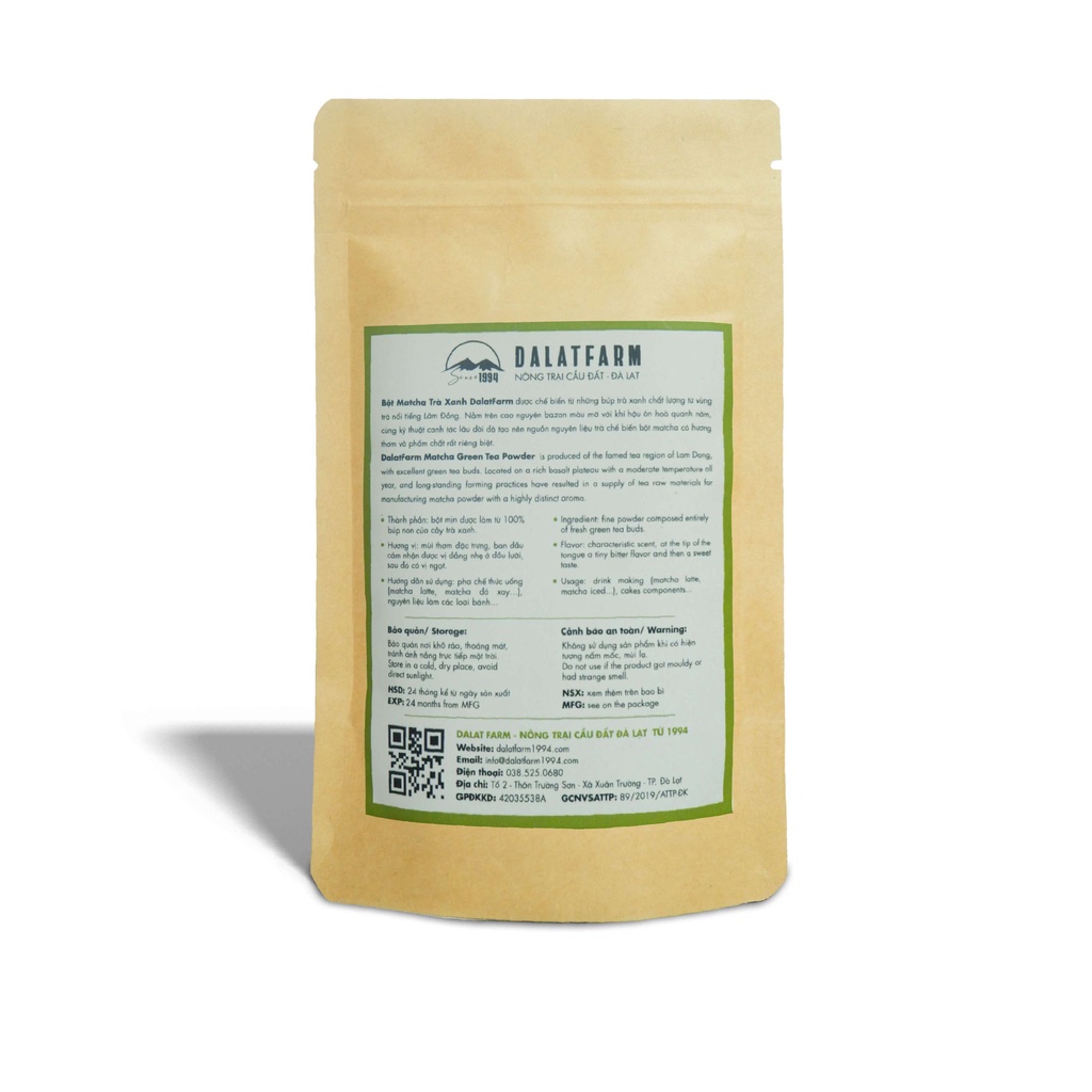 Bột Matcha Trà Xanh Dalat Farm - Túi 110Gr