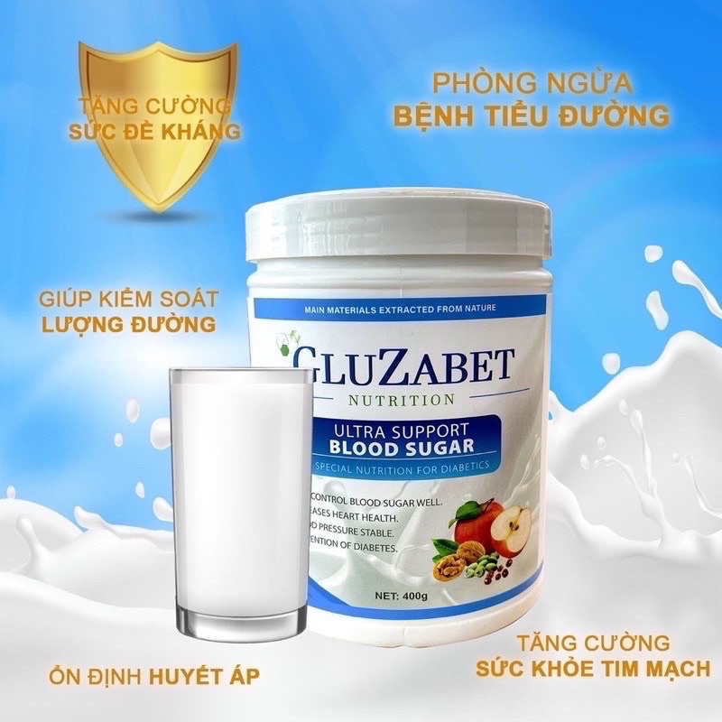 Sữa non tiểu đường Gluzabet 800g ổn định đường huyết, ăn ngon ngủ ngon