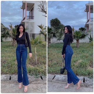 Quần Bò Loe Xanh Đậm