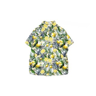 Áo Sơ Mi Hawaii Chanh Trắng/ Đen (Ảnh THẬT)