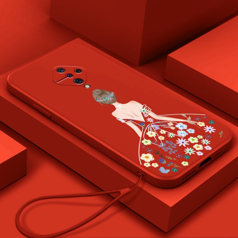 Ốp Điện Thoại TPU Silicon Mềm Họa Tiết Hoa Kèm Dây Đeo Cho vivo s1 pro s1