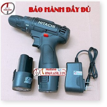 Máy khoan pin HITACHI 12v- Khoan cầm tay 2 cấp tốc độ Có Đèn