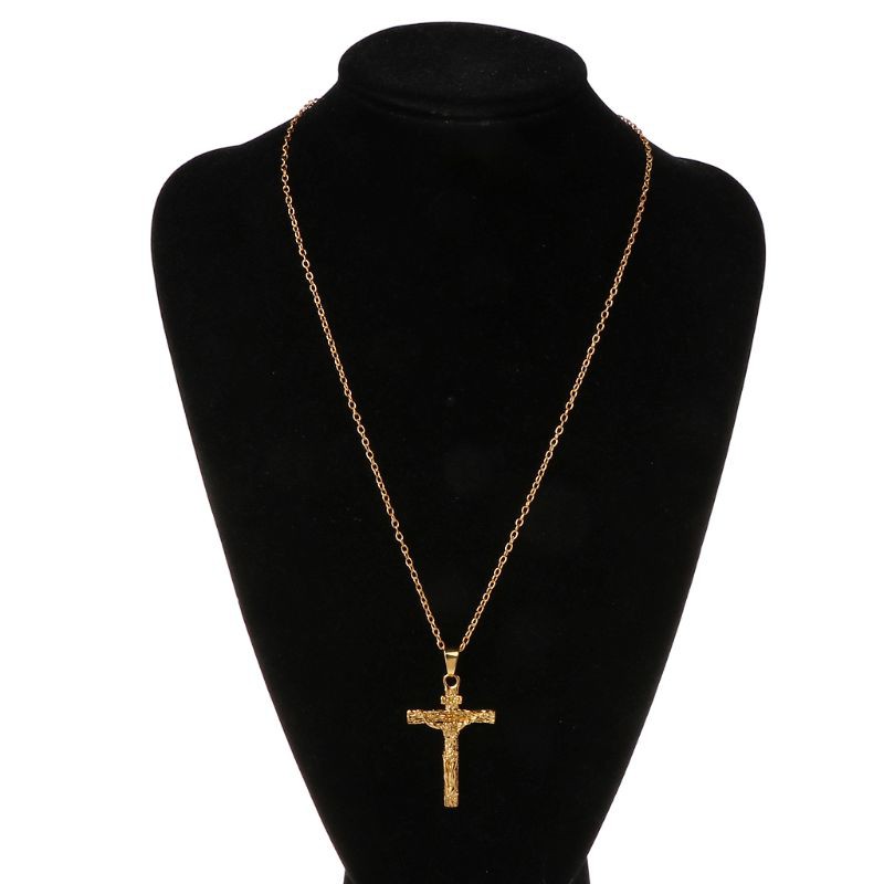 Dây chuyền mặt hình chữ thập có tượng chúa Jesus đính đá thời trang