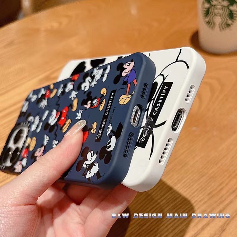 Ốp Điện Thoại Silicon Flannel Chống Sốc In Hình Mickey Hoạt Hình Cho iPhone 14 13 12 11 Pro MAX IX XS MAX XR