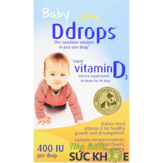 Baby Ddrops Vitamin D3 cho trẻ sơ sinh 90 giọt  - Nhathuocsuckhoe.com