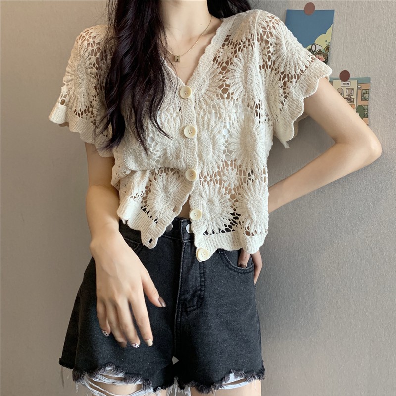 💕 Áo ren lưới hoa mặt trời, áo cardigan cao cấp 💕 | BigBuy360 - bigbuy360.vn
