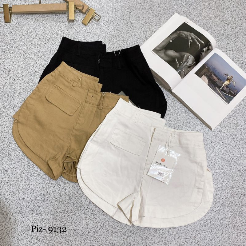 Quần sooc vạt bầu cạp lệch hàng QC