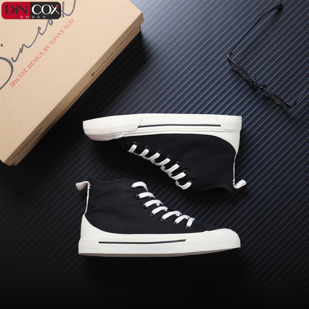 Giày Sneakers Nữ Cổ Cao DinCox  D09 BLACK