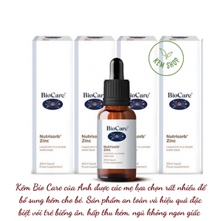 Kẽm nước Biocare Nutrisorb ZinC Plus Ascorbate (30ml), kẽm nhỏ giọt Bio care Anh (UK)