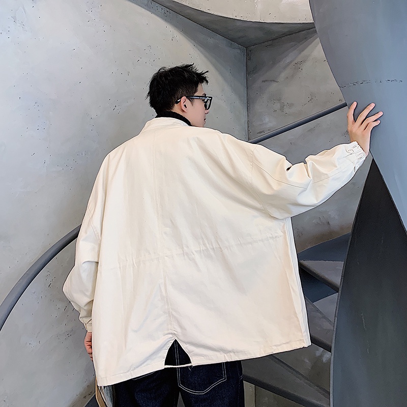 Áo Khoác Túi Hộp Dáng Rộng Màu Sắc Đơn Giản Phong Cách Hàn Quốc Cho Nam Size M-2XL