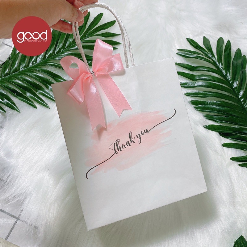 10 Túi giấy thankyou mây hồng siêu xinh ngang 16 cao 18 hông 8 cm đựng nước hoa, mỹ phẩm lớn, đựng quà tặng