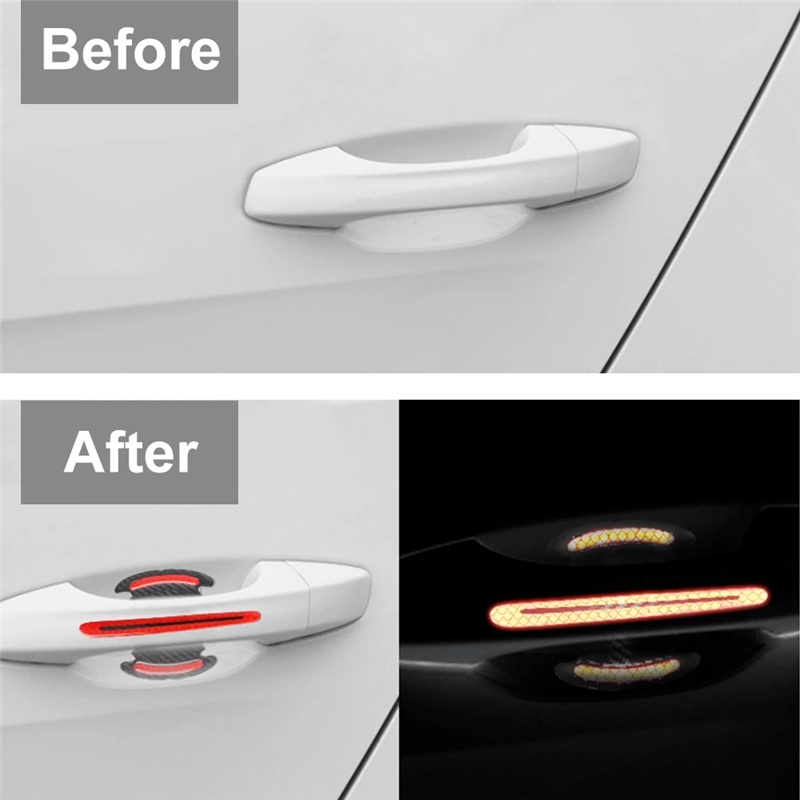 Miếng dán bảo vệ tay nắm cửa xe hơi bằng sợi carbon phản quang chống trầy xước