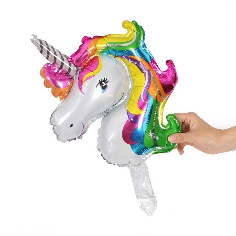 Bong Bóng Trang Trí Tiệc Sinh Nhật Hình Đầu Kỳ Lân Cầu Vồng 35Cm