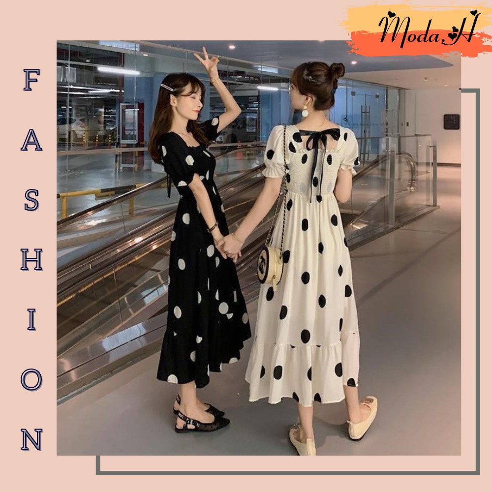 Váy Nữ Họa Tiết Chấm Bi, Đầm Nữ Dáng Xuông Chấm Bi Moda.H