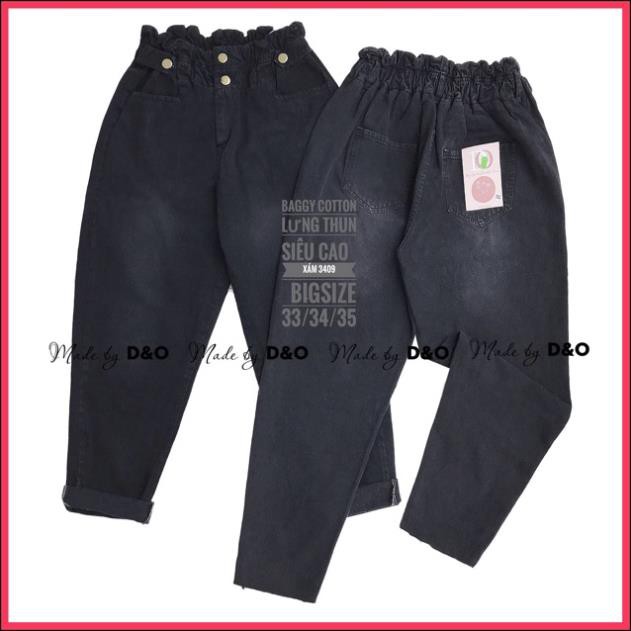 Quần Bò Lưng Thun Siêu Cao /Quần Baggy Jean Nam/Nữ - FORM TO DÀI Xám Tây Y88 ' 2021 . ᴬ