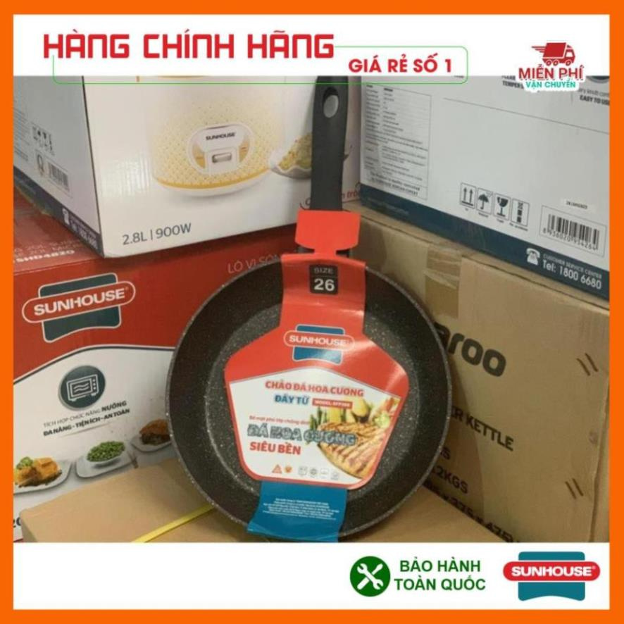 [xả kho] CHẢO ĐÁ HOA CƯƠNG ĐÁY TỪ SUNHOUSE 24CM, CHẢO CHỐNG DÍNH SUNHOUSE 24CM.