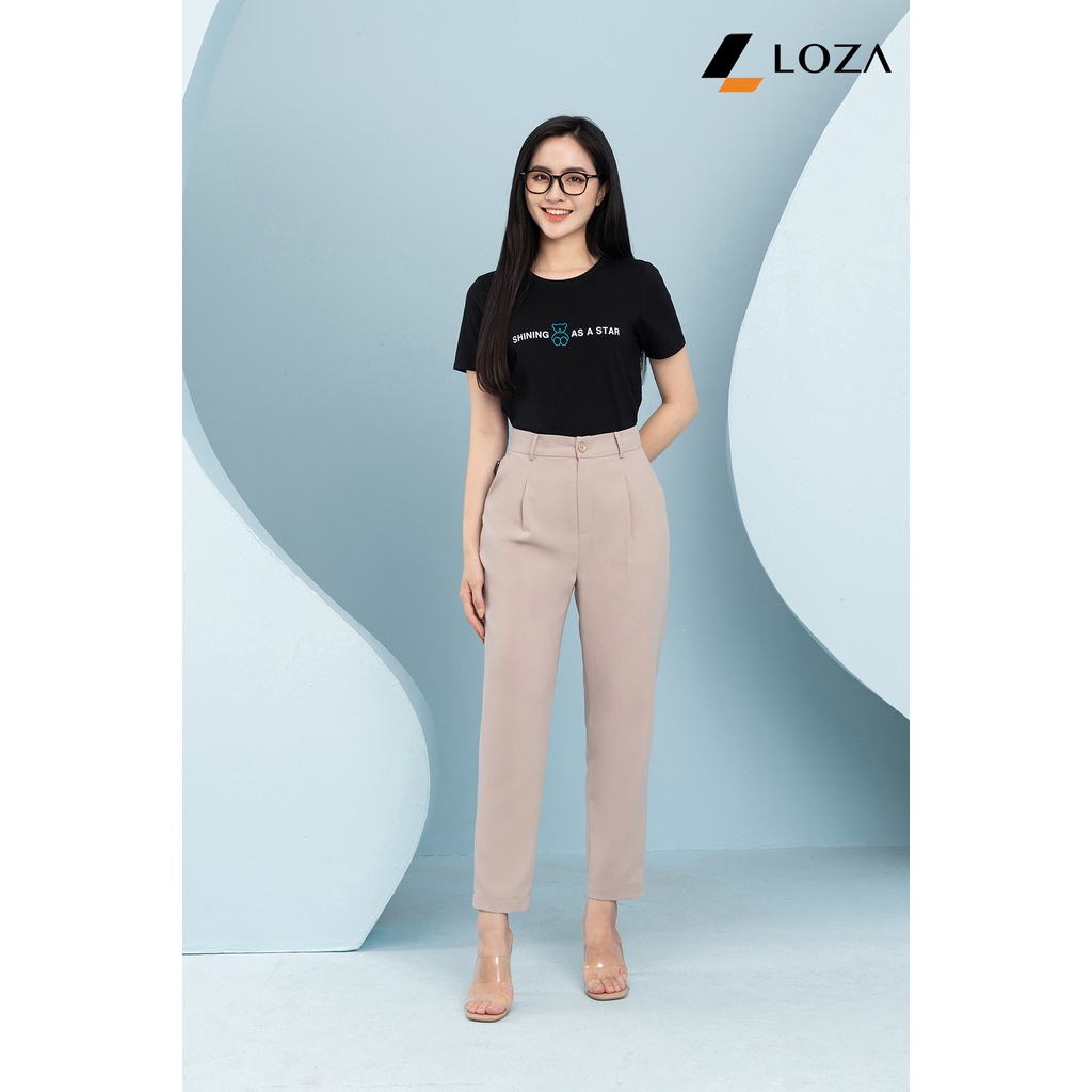 Áo phông in chữ Shining as a star chất liệu Cotton Compact form vừa LOZA - PT502066