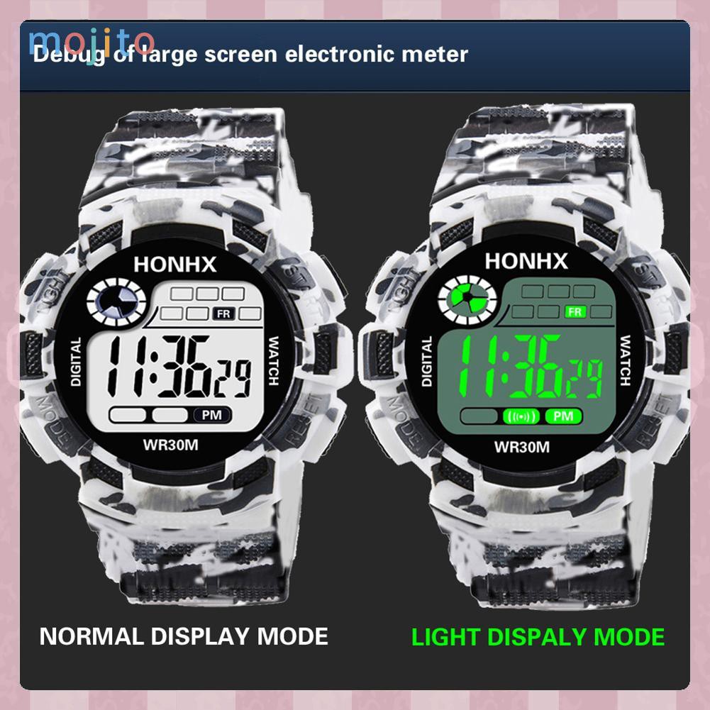 MOJITO Fashion Men Waterproof Wristwatch LED Camouflage Sports Electronic Watch