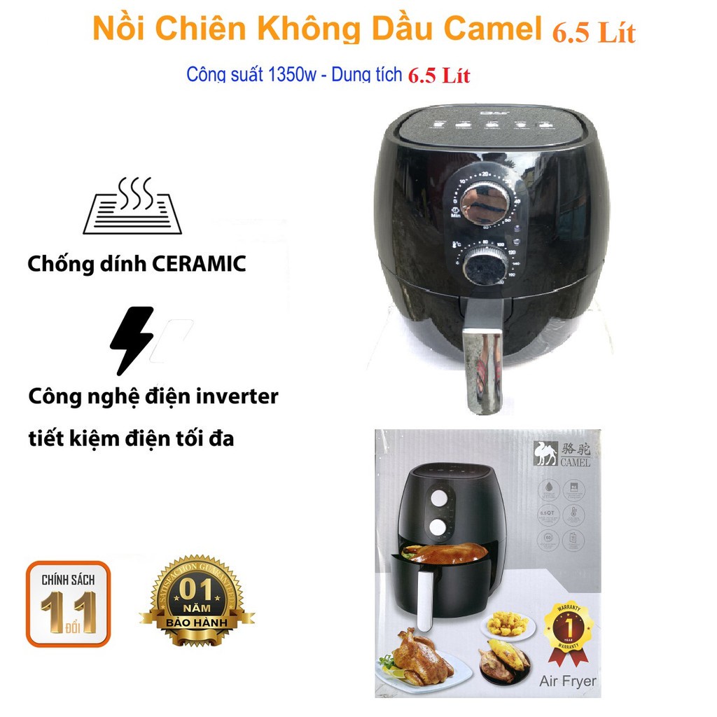 Nồi chiên không dầu dung tích 5L ,6L CAMEL Thiết Kế Độc Đáo Công Suất Lớn ( Shop Thảo Anh Bảo hành 6 tháng )