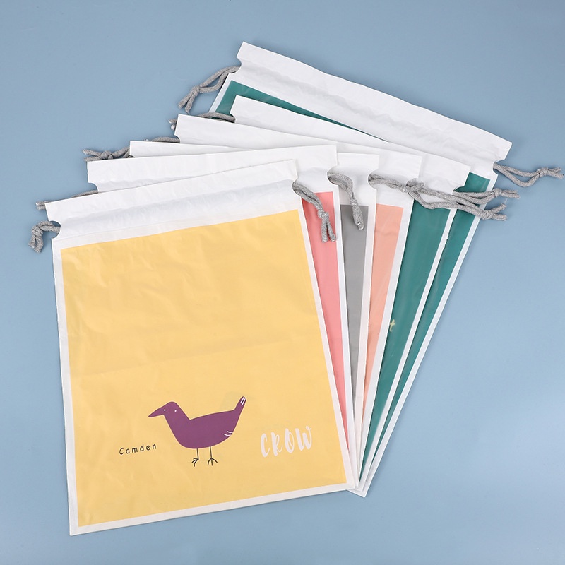 Túi Dây Rút PEVA Hai Lớp Chống Ẩm Chống Bụi Đựng Giày Dép Đi Du Lịch Họa Tiết Hoạt Hình Mới