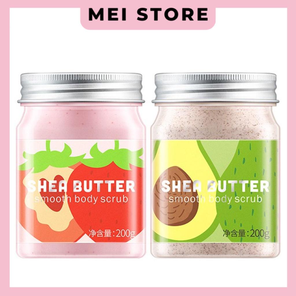 Kem Tẩy Tế Bào Chết Laikou Shea Butter Smooth Body Scrub Chiết Xuất Dâu Tây Và Bơ 200ml