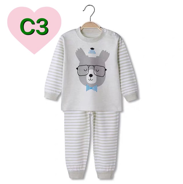 Bộ cotton sợi tre [hàng cao cấp] bộ thu đông dài tay cho bé BDT2