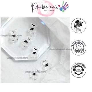 Charm gấu trong suốt siêu hot làm nail gắn móng