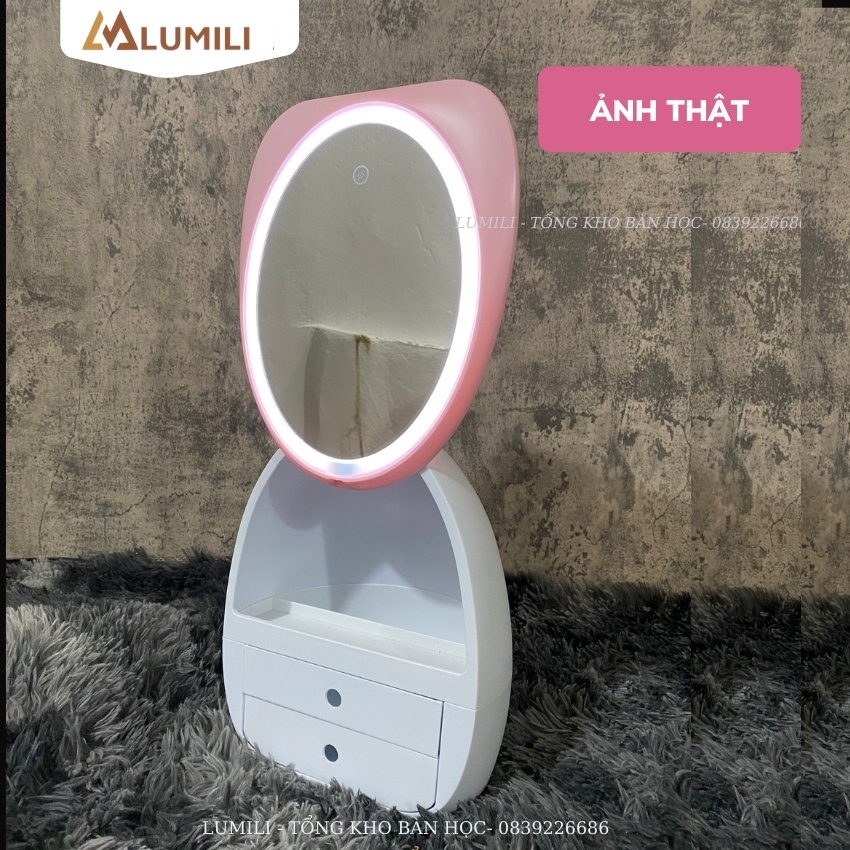 hộp đựng đồ trang điểm có gương, đèn led, kệ đựng mỹ phẩm thông minh tủ đựng đồ dùng cá nhân có đèn kèm gương xoay 360