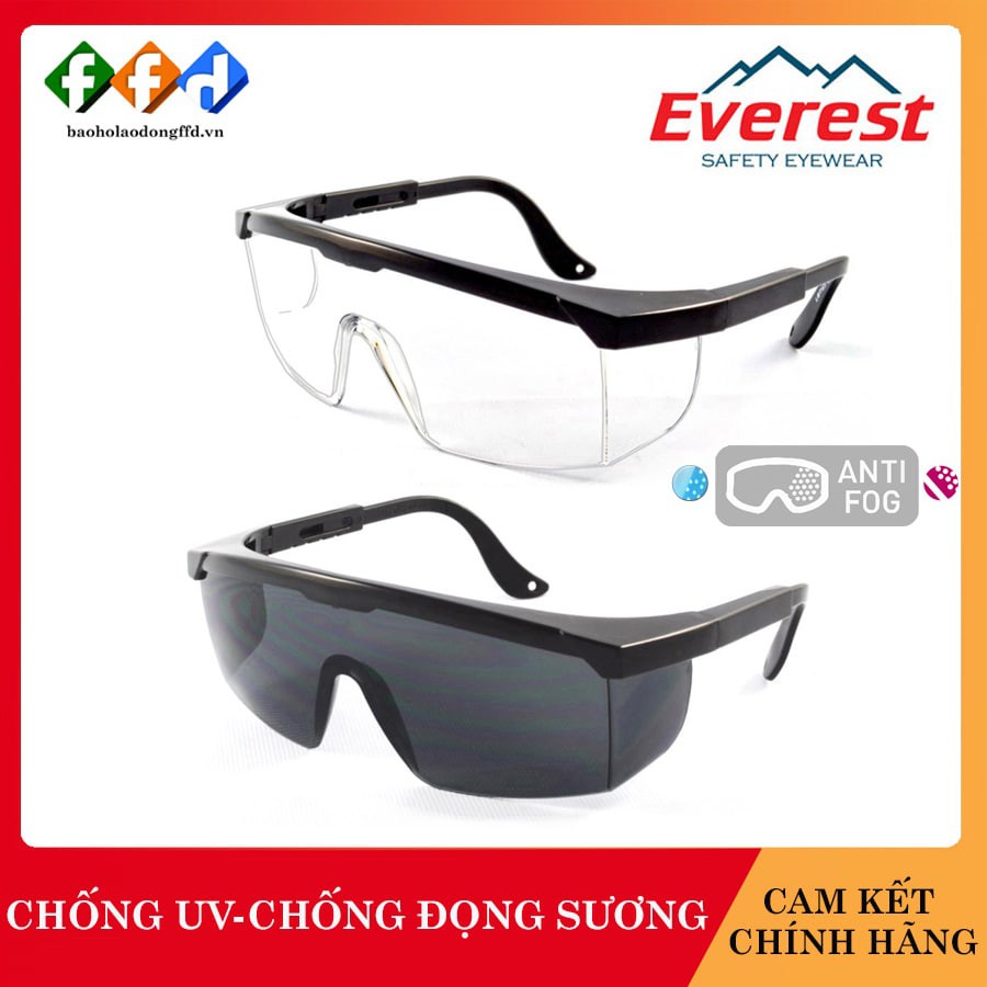 Kính bảo hộ Everest EV105 (2 màu trắng/đen) Kính chống bụi,chống tia UV,chống trầy xước,chống đọng sương,bảo vệ mắt[FFD]