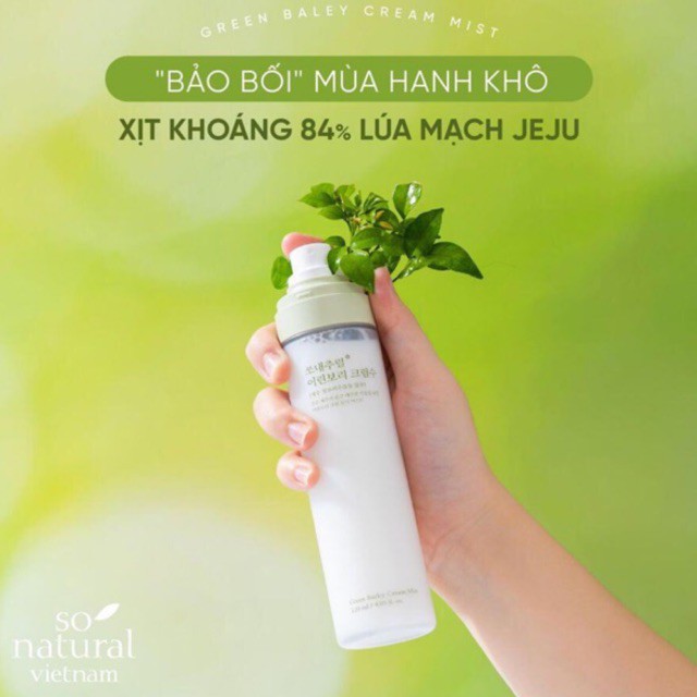 Xịt Khoáng Lúa Mạch So’Natural Green Barley Cream Mist Hàn Quốc (tuýp 120ml)