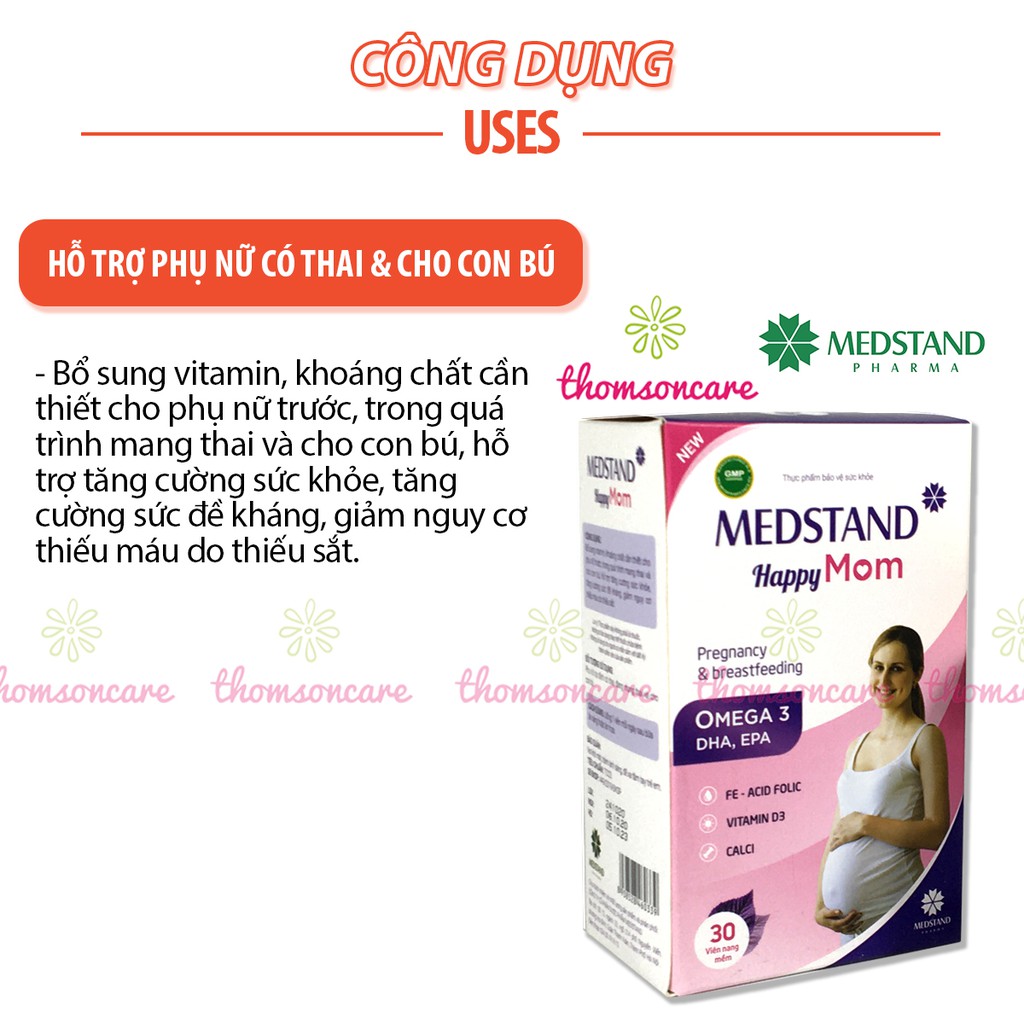 Vitamin bầu medstand happy mom, bổ tổng hợp cho mẹ mang thai và sau sinh - ảnh sản phẩm 7