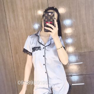 Bộ lụa quần đùi pha ren siêu hot