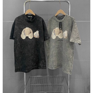 Áo thun tay lỡ wash in hình gấu - LC