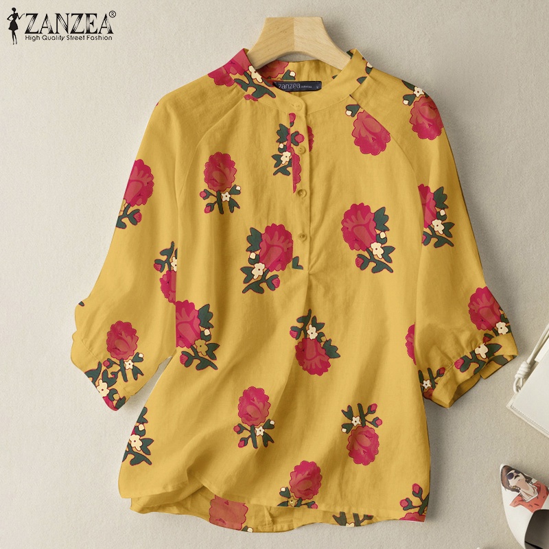 Áo Zanzea tay lửng cổ tròn in họa tiết hoa dành cho nữ