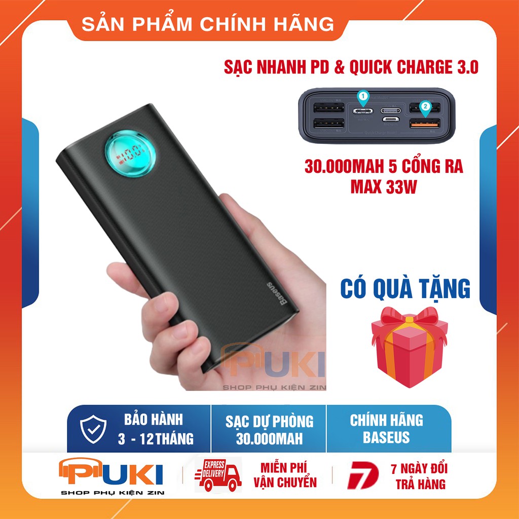 Sạc Dự Phòng Baseus 30000mAh Sạc Nhanh PD USB-C Công Suất Max 33W - Sạc nhanh Quick Charge 3.0