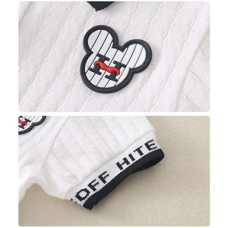 Bộ Áo Liền Quần POLO Tay Ngắn In Họa Tiết Hoạt Hình Phong Cách Hàn Quốc Thời Trang Mùa Hè Cho Bé Trai