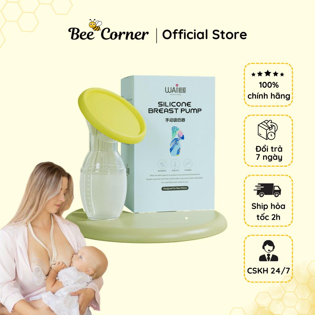 Cốc Hứng Sữa, Phễu Hứng Sữa, Hút Sữa Rảnh Tay Sillicon Kèm Nắp Đậy Beecorner
