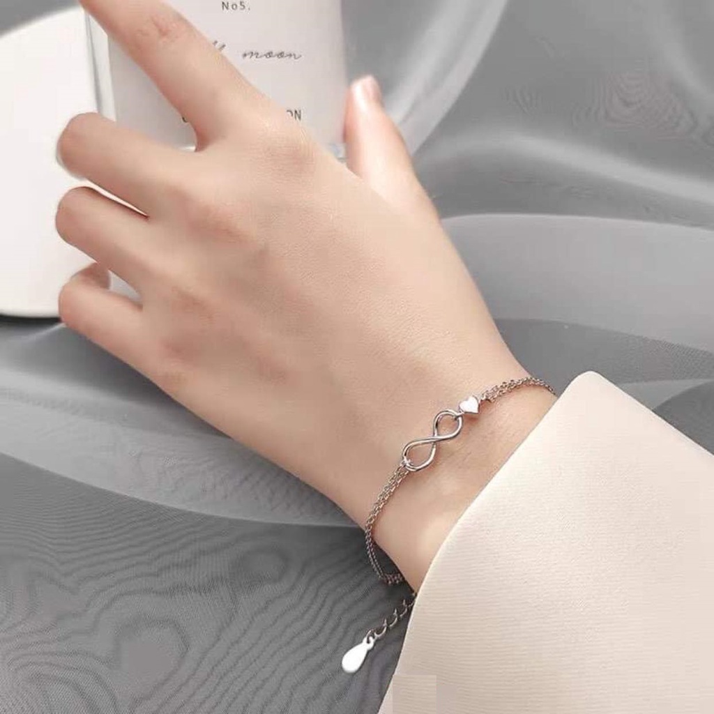 Lắc tay nữ - lắc tay vô cực kết hợp tim s09 - chuẩn bạc ta