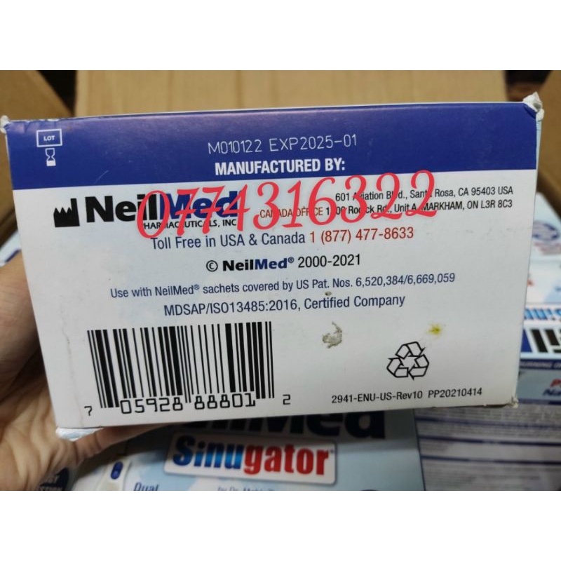 Máy rửa mũi neilmed tặng kèm 30 gói muối