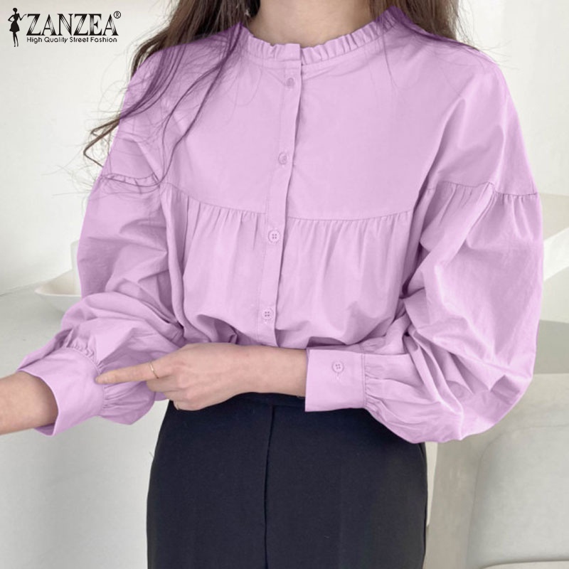 Zanzea Áo Nữ Tay Dài Cổ Tròn Phong Cách Hàn Quốc