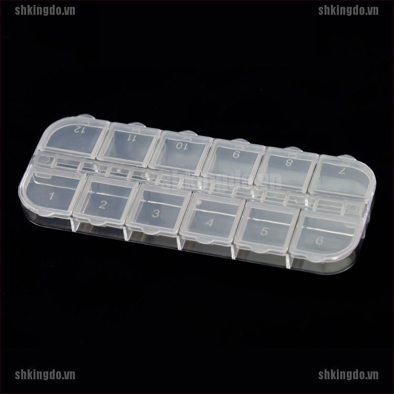 Hộp Nhựa Trong Suốt 12 Ngăn Đựng Đồ Trang Trí Móng Tay