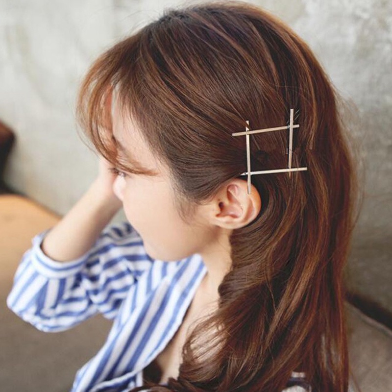 [Women Korean INS Style Golden Hair Clip] [Girls Metal Bangs Hairpin] [Ladies Elegant Hair Accessories]