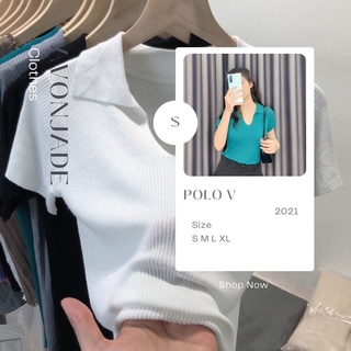 Áo polo nữ cổ v