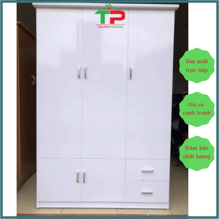 Tủ nhựa Đài Loan 3 cánh(185x124x48) cao cấp, bền đẹp không độc hại -Nội thất Nhựa Tấn Phát