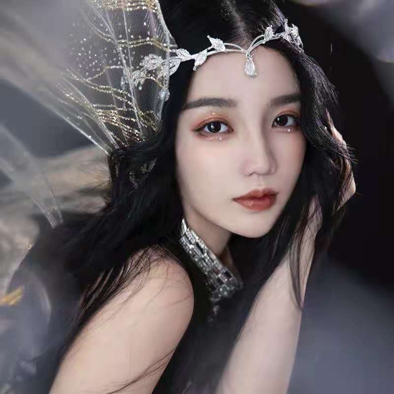 Vòng hoa đá thủy tinh giọt nước nguyệt quế cosplay đội đầu như tiên nữ