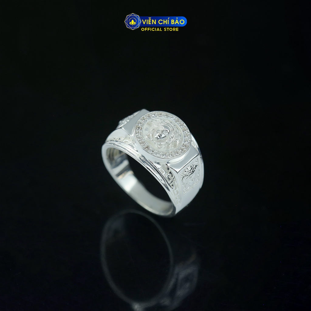 Nhẫn nam mặt Ver.sace đính đá chất liệu bạc 925 thời trang phụ kiện trang sức Viễn Chí Bảo N300812