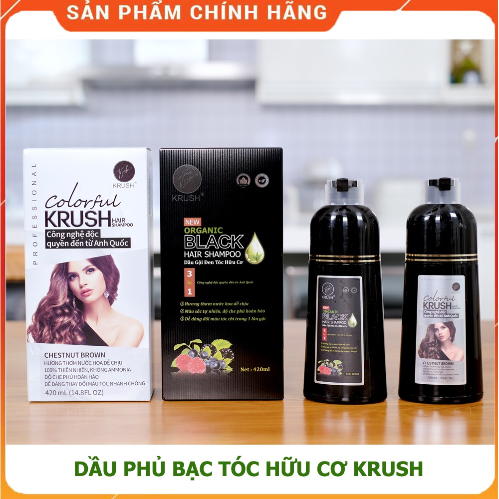 Dầu gội đầu phủ bạc đen tóc  Krush Anh Quốc